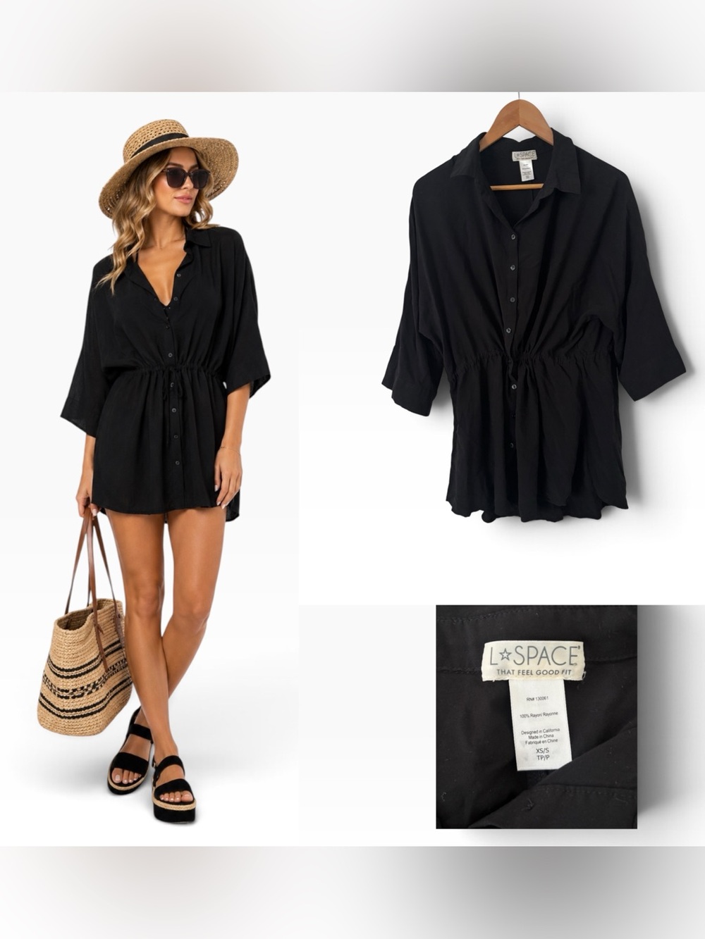 L*Space Button Down Shirt Bathing Suit Cover-Up Dress - Size XS/S